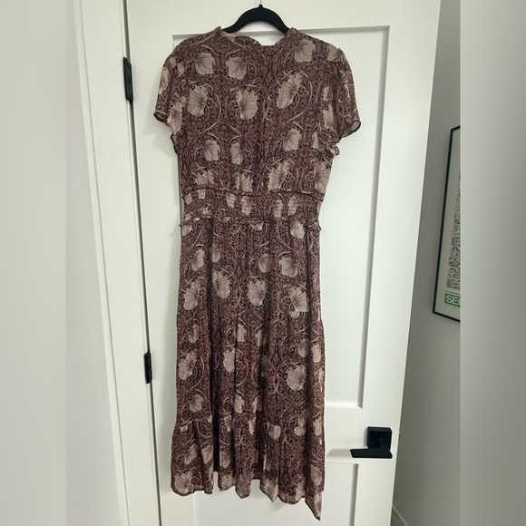 PAIGE x Morris & Co. Holland Dress Pink/Mauve Multi Silk Size M - Picture 8 of 12